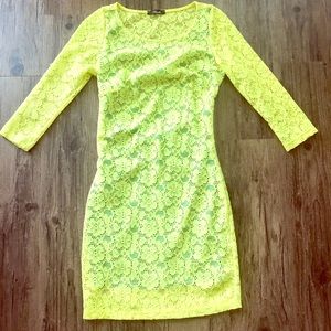 Yellow Lace Open Back Bodycon Mini Dress